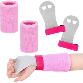 2 Sets Gymnastics Hand Grips Wristbands Set, Gymnastics Accessories for Kids, Gymnastic Bar Palm Protection and Wrist Support Sports Equipment for Boys Girls Workout & Exercise