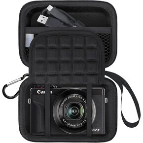 Lacdo Camera Carrying Case for Canon PowerShot G7 X Mark II/ G7X Mark III Digital 4K Vlogging Camera, Point and Shoot 4K Video Camera Trave Bag, Mesh Bag Fits Batteries, USB Cable, Memory Card, Black
