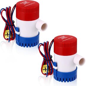 Gisafai 2 Pcs Bilge Pump 12V Submersible Electric Boat Bilge Water Pump Low Noise Automatic Non Automatic Water Pump for Water Tank Pond Pool Yacht RVS (1100GPH)