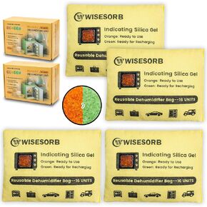 Wisesorb 240g x 2pcs Rechargeable Gun Safe Dehumidifier, Color Indicating Desiccant Packs with Transparent Window for Storage, Reusable Dehumidifier Bags Moisture Absorbers Safe Dehumidifier