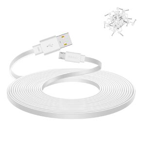 Smays 2-Pack 25 ft Extension Cable for WYZE Cam v4, WYZE Cam v3 and v3 Pro Camera, Long Flat Micro USB Cord, Black