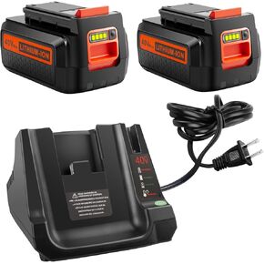 2 Packs 40V 3.0Ah Batteries Replace for Black and Decker 40V Battery LBX2040 with LCS36 Charger, 40V 3.0Ah Battery with 40V Charger Compatible with Black and Decker 40V Tools and Charger