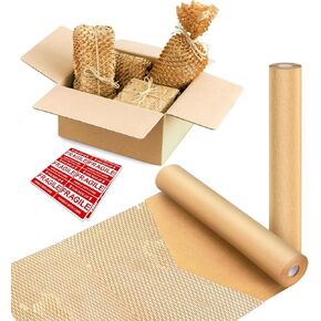 Honeycomb Packing Paper 15"x131' - Honeycomb Wrapping Paper for Moving Packaging and Shipping - Recyclable Protective Roll