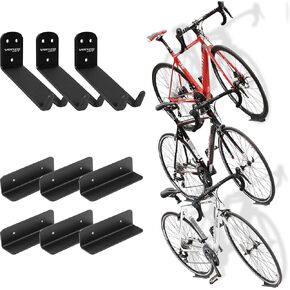 Venzo Bike Bicycle Cycling Pedal Wall Mount Indoor Storage Hanger Stand - Hook Rack Holder - with Tire Brackets - Great for Garage and Shed (3)