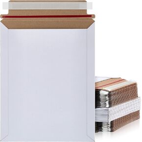 Fainne 150 Pcs 7 x 9 Inch Rigid Mailers Self Adhesive Flat Cardboard Mailers Bulk Photo Cardboard Envelopes Minimalistic Envelope Mailers for Mailing Shipping Document Photography, White