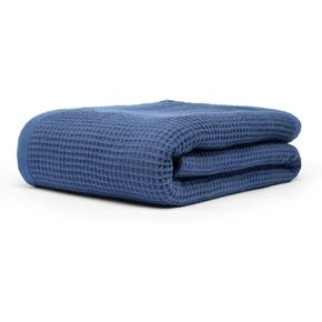 100% Cotton Herringbone Weave Blankets, 108"X90" King, Throw Blanket for Bed,All Season Cotton Blanket, Cozy Blanket,Throws Bed Blanket, Throw Blanket for Couch,Modern Home Decor -Navy Blue