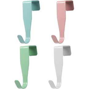 Hordion 4Pack Over Cabinet Door Hook, Carbon Steel Hanger Hook Over The Door Drawer Hooks for Kitchen Cabinet Bathroom Door, Blue