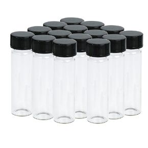 15PCS Small Glass Vials with Screw Caps, 8ML Mini Liquid Sample Bottle, Lab Tiny 2 Dram Vial Collection Containers with Lids for for Essential Oil, Perfume, Reagent, Specimen