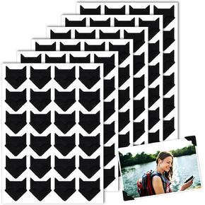 6 Sheets 144 Pcs Photo Corners Self Adhesive, Photo Corner Stickers Acid-Free Photo Mounting Corners Book Corner Protectors Photo Corners for DIY Scrapbooking, Photo Album, Picture Frames(Black)