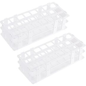 PATIKIL 24 Holes Test Tube Rack, 2Pcs 25mm Square Hole Plastic Detachable Test Tube Holder Stand Suitable for Less Than 25mm Dia Tube for Laboratory Scientific Experiments, Blue in Kuwait
