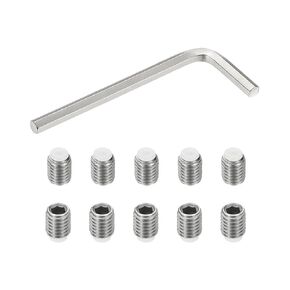 PATIKIL M10x25mm Nylon Tip Grub Screw, 10pcs 304 Stainless Steel Metric Hex Socket Head Cup Point Bolt Anti Slip Internal Hex Drive Hardware with l Key Wrench