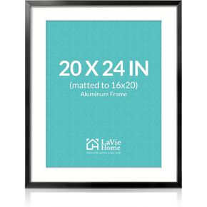 Aluminum 18 x 24 Picture Frame Black, Premium Metal Poster Frame Display Pictures 18x24 with Mat or 16x20 Without Mat, Aluminum Frame and Polished Plexiglass, Suitable for Wall Decoration (1 Pack)