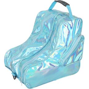 Roller Skate Bag with Adjustable Shoulder Strap Plain Holographic Ice Skate Bag Laser Inline Skates Bag Large Capacity Ice Skate Backpack Roller Skate Accessories for Kids Adults