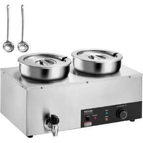 VEVOR 12-Pan Commercial Food Warmer, 12 x 8QT Electric Steam Table with Tempered Glass Cover, 1800W Countertop Stainless Steel Buffet Bain Marie 86-185°F Temp Control for Catering, Restaurant, Silver