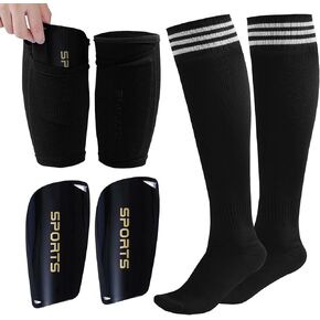 Soccer Shin Guards for Youth Shin Pads Shin Guards Sleeves with Inserted Pocket and Long Soccer Socks for 7-12 Years Old Boys Girls Soccer Games Team Sports