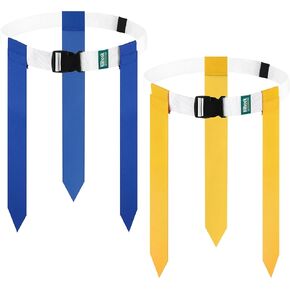 Flag Football Belts, 14 Player Flag Football Set Includes 14 Adjustable Belts, 42 Flags for Youth, Kids & Adults Training (Blue and Yellow)
