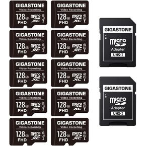 GIGASTONE 128GB 10-Pack Micro SD Card, 4K Video Pro, GoPro, Surveillance, Security Camera, Dash Cam, Drone, 85MB/s MicroSDXC Memory Card UHS-I Class 10, with Adapter