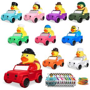 20 Pcs Jeep Ducks Rubber Ducks,3.9 Inch Jeep Ducks for Ducking,10 Cruise Ducks with Tags+10 Jeeps,Baby Bath Toy Car Dashboard Decoration Party Favors