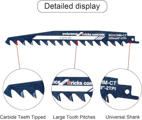 Masonry Reciprocating Saw Blades, High Strength Hard Alloy Saw Blades Cut Aerated Concrete, Fiber Cement, Brick and More with Hard Alloy Precision(S2243) in Saudi Arabia