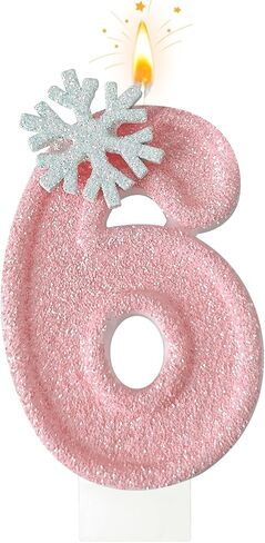 Pink Snowflake Number Candles, Pink Number Candles, Cake Number Candles, Romantic and Delicate Shape Suitable for ice and Snow Romantic Birthday Parties, Anniversary Cake Decorations(8) in Saudi Arabia
