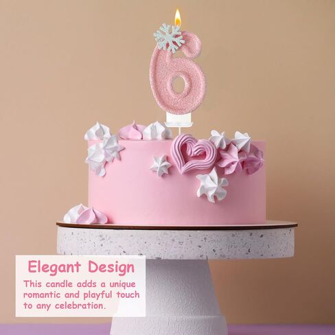 Pink Snowflake Number Candles, Pink Number Candles, Cake Number Candles, Romantic and Delicate Shape Suitable for ice and Snow Romantic Birthday Parties, Anniversary Cake Decorations(8) in Saudi Arabia