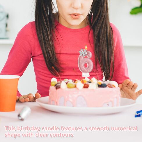 Pink Snowflake Number Candles, Pink Number Candles, Cake Number Candles, Romantic and Delicate Shape Suitable for ice and Snow Romantic Birthday Parties, Anniversary Cake Decorations(8) in Saudi Arabia