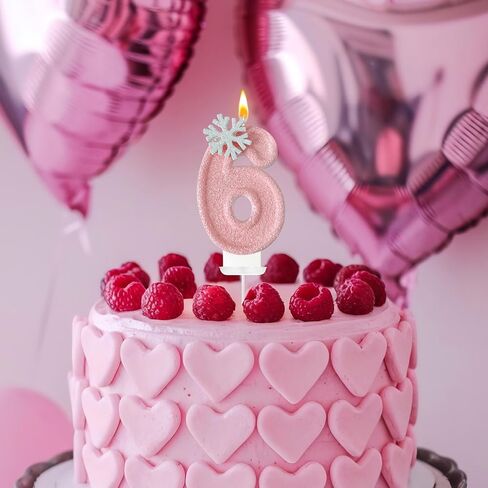 Pink Snowflake Number Candles, Pink Number Candles, Cake Number Candles, Romantic and Delicate Shape Suitable for ice and Snow Romantic Birthday Parties, Anniversary Cake Decorations(8) in Saudi Arabia