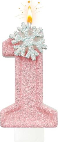Pink Snowflake Number Candles, Pink Number Candles, Cake Number Candles, Romantic and Delicate Shape Suitable for ice and Snow Romantic Birthday Parties, Anniversary Cake Decorations(8) in Saudi Arabia