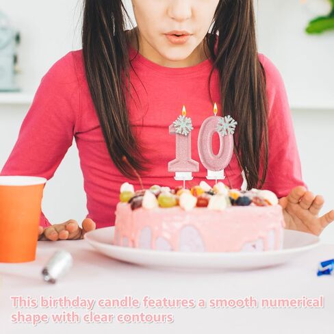 Pink Snowflake Number Candles, Pink Number Candles, Cake Number Candles, Romantic and Delicate Shape Suitable for ice and Snow Romantic Birthday Parties, Anniversary Cake Decorations(8) in Saudi Arabia