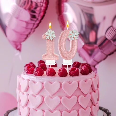 Pink Snowflake Number Candles, Pink Number Candles, Cake Number Candles, Romantic and Delicate Shape Suitable for ice and Snow Romantic Birthday Parties, Anniversary Cake Decorations(8) in Saudi Arabia