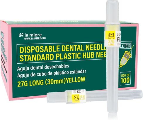 100P Disposable Premium Dental Plastic Hub Needles in Perforated Box (27G Long), Length 30mm in Saudi Arabia