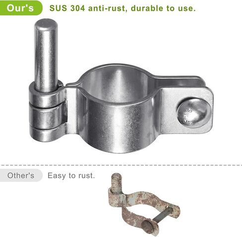 304 Stainless Steel Thick Gate Hinges, Heavy Duty Chain Link Fence Parts, 2Pack Chain Link Fence Gate Frame Hinge for 1-3/8'' Outer Diameter Post/Pipe, Female Gate Hinge with 5/8'' in Kuwait