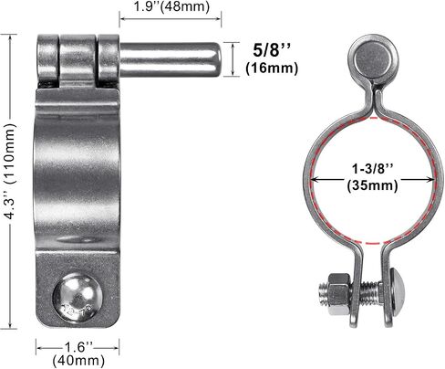 304 Stainless Steel Thick Gate Hinges, Heavy Duty Chain Link Fence Parts, 2Pack Chain Link Fence Gate Frame Hinge for 1-3/8'' Outer Diameter Post/Pipe, Female Gate Hinge with 5/8'' in Saudi Arabia