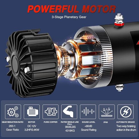 Nilight 12000lbs Electric Winch 12V Waterproof IP68 for Trailer Jeep ATV UTV Truck SUV Towing Portable Winches with Synthetic Rope 3-IN-1 Smart Remote in Kuwait