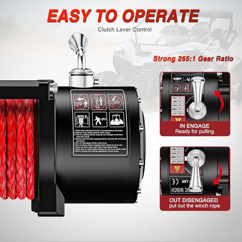 Nilight 12000lbs Electric Winch 12V Waterproof IP68 for Trailer Jeep ATV UTV Truck SUV Towing Portable Winches with Synthetic Rope 3-IN-1 Smart Remote in Kuwait