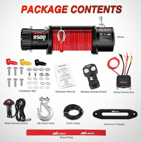 Nilight 12000lbs Electric Winch 12V Waterproof IP68 for Trailer Jeep ATV UTV Truck SUV Towing Portable Winches with Synthetic Rope 3-IN-1 Smart Remote in Kuwait