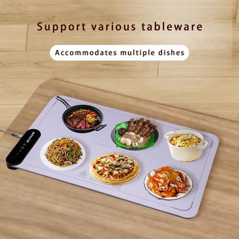 Electric Food Warming Mat with 9 Temperature Settings, Quick Heating Pad, Auto-Off Timer, Portable Silicone Food Warmer for Parties and Buffets in Saudi Arabia