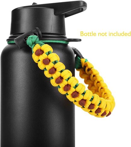 Accmor Paracord Water Bottle Handle for 12oz to 64oz Older Version Wide Mouth Hydro Flask, Bottles Accessories Paracord Strap Carrier Assembled with Safety Ring and Carabiner for Hiking in Saudi Arabia