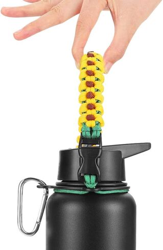 Accmor Paracord Water Bottle Handle for 12oz to 64oz Older Version Wide Mouth Hydro Flask, Bottles Accessories Paracord Strap Carrier Assembled with Safety Ring and Carabiner for Hiking in Saudi Arabia