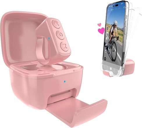 TikTok Scrolling Ring with Phone Stand, Bluetooth Page Turner for iPad/Kindle App/iPhone/Android, Remote Control for TikTok (Pink) in Saudi Arabia