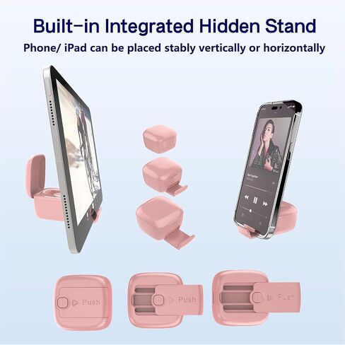 TikTok Scrolling Ring with Phone Stand, Bluetooth Page Turner for iPad/Kindle App/iPhone/Android, Remote Control for TikTok (Pink) in Saudi Arabia