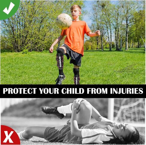 Shin Guards Soccer for Boys Girls and Youth, Shin Pads Shin Guard Protection(Large) Black and White in Saudi Arabia