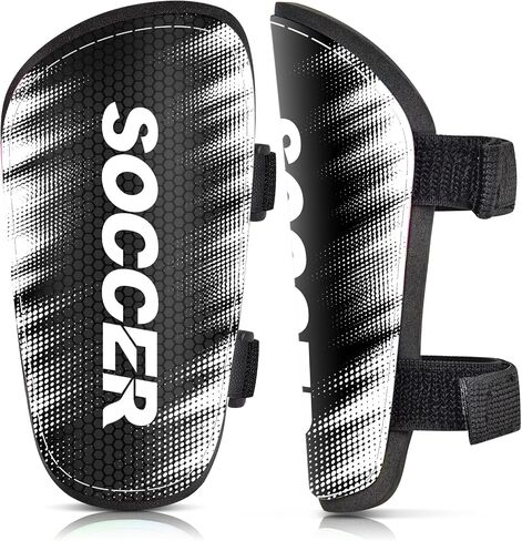 Shin Guards Soccer for Boys Girls and Youth, Shin Pads Shin Guard Protection(Large) Black and White in Saudi Arabia