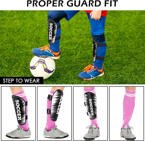 Shin Guards Soccer for Boys Girls and Youth, Shin Pads Shin Guard Protection(Large) Black and White in Saudi Arabia