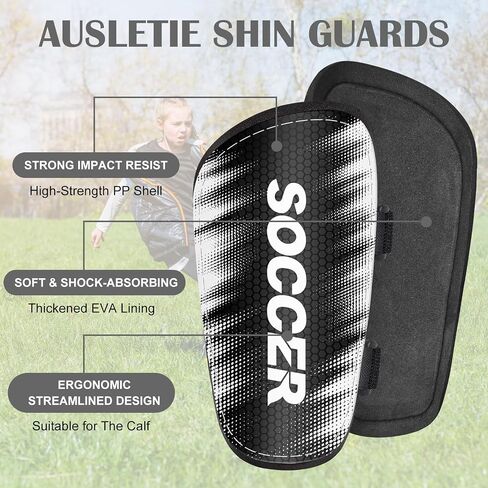 Shin Guards Soccer for Boys Girls and Youth, Shin Pads Shin Guard Protection(Large) Black and White in Saudi Arabia