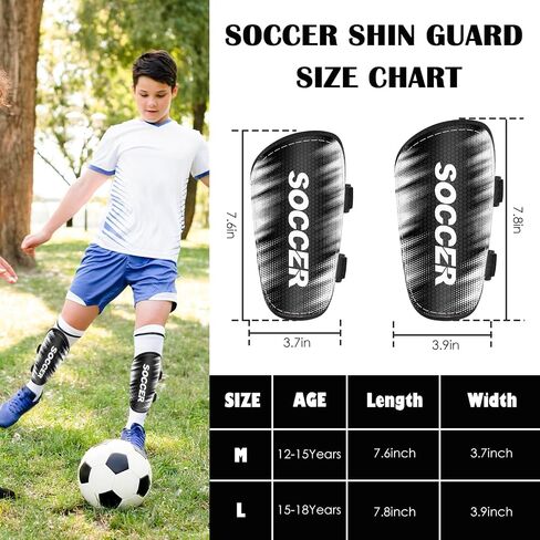 Shin Guards Soccer for Boys Girls and Youth, Shin Pads Shin Guard Protection(Large) Black and White in Saudi Arabia
