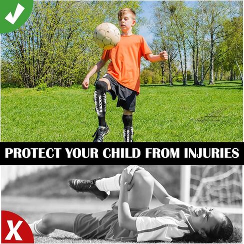 Shin Guards Soccer for Boys Girls and Youth, Shin Pads Shin Guard Protection(Large) Black and White in Saudi Arabia
