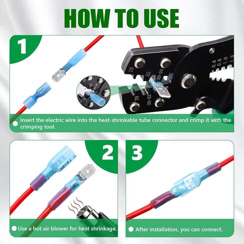 Twidec/100PCS Nylon Spade Connectors Kit 22-18 Gauge Quick Disconnect Fully Insulated Male and Female Wire Spade Terminal Assortment Kit Red N-025-R in Kuwait