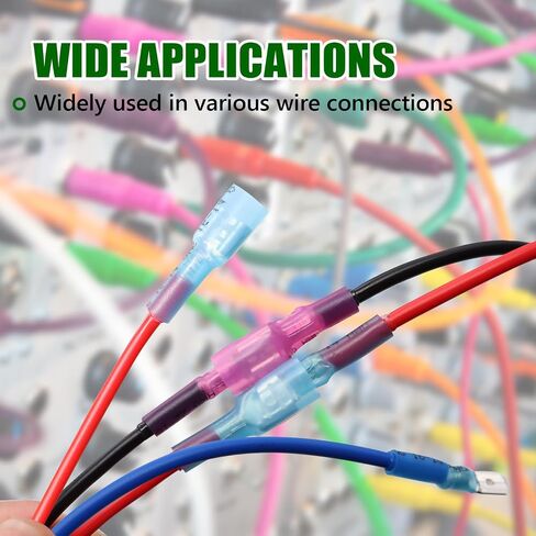 Twidec/100PCS Nylon Spade Connectors Kit 22-18 Gauge Quick Disconnect Fully Insulated Male and Female Wire Spade Terminal Assortment Kit Red N-025-R in Kuwait
