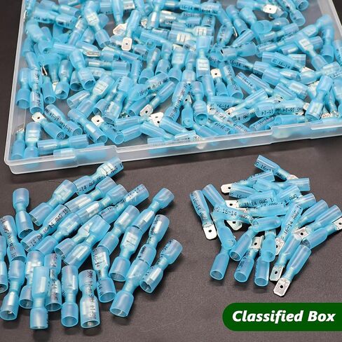 Twidec/100PCS Nylon Spade Connectors Kit 22-18 Gauge Quick Disconnect Fully Insulated Male and Female Wire Spade Terminal Assortment Kit Red N-025-R in Kuwait